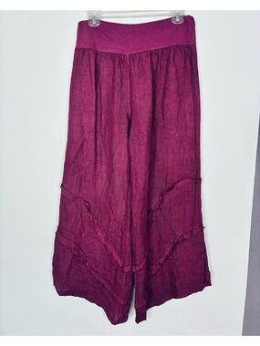 Italian Cotton Lineny Wide Leg Assymeyric Layered Palazzo Pants
